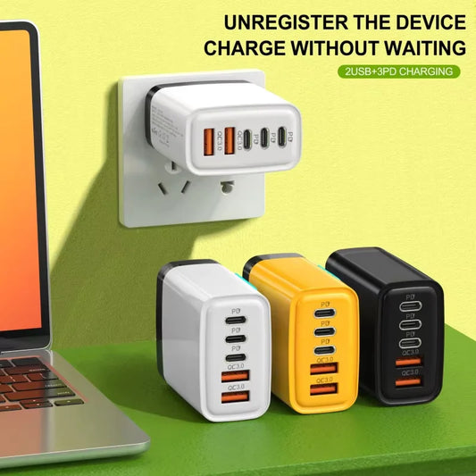 5 in 1 GaN Desktop Charger 240W Fast Charging Adapter Quick Charge Wall Charger