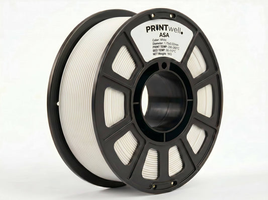 PrintWell™ Premium ASA 3D Printer Filament 1 kg white – High Strength & durability; Easy Printing