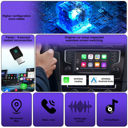 Wireless Carplay Adapter OEM Buttons Control Wired to Wireless