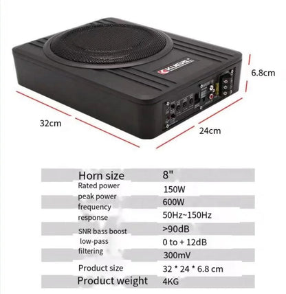 12V High-power Aluminum  Car Speakers 10 Inch Ultra-thin Under Seat Sound System