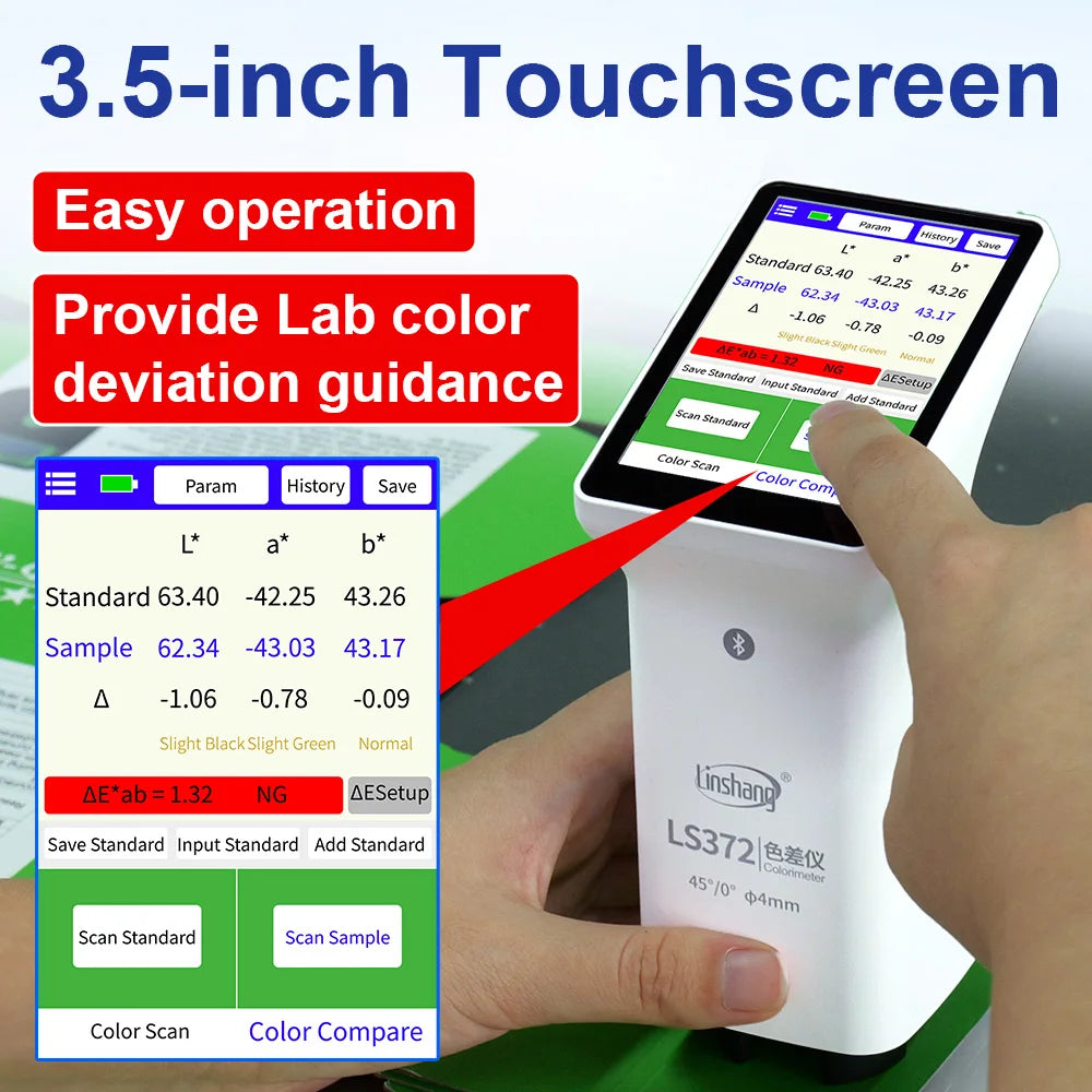 Linshang LS372 Color Spectrometer 45/0 4mm Aperture Linshang with Bluetooth
