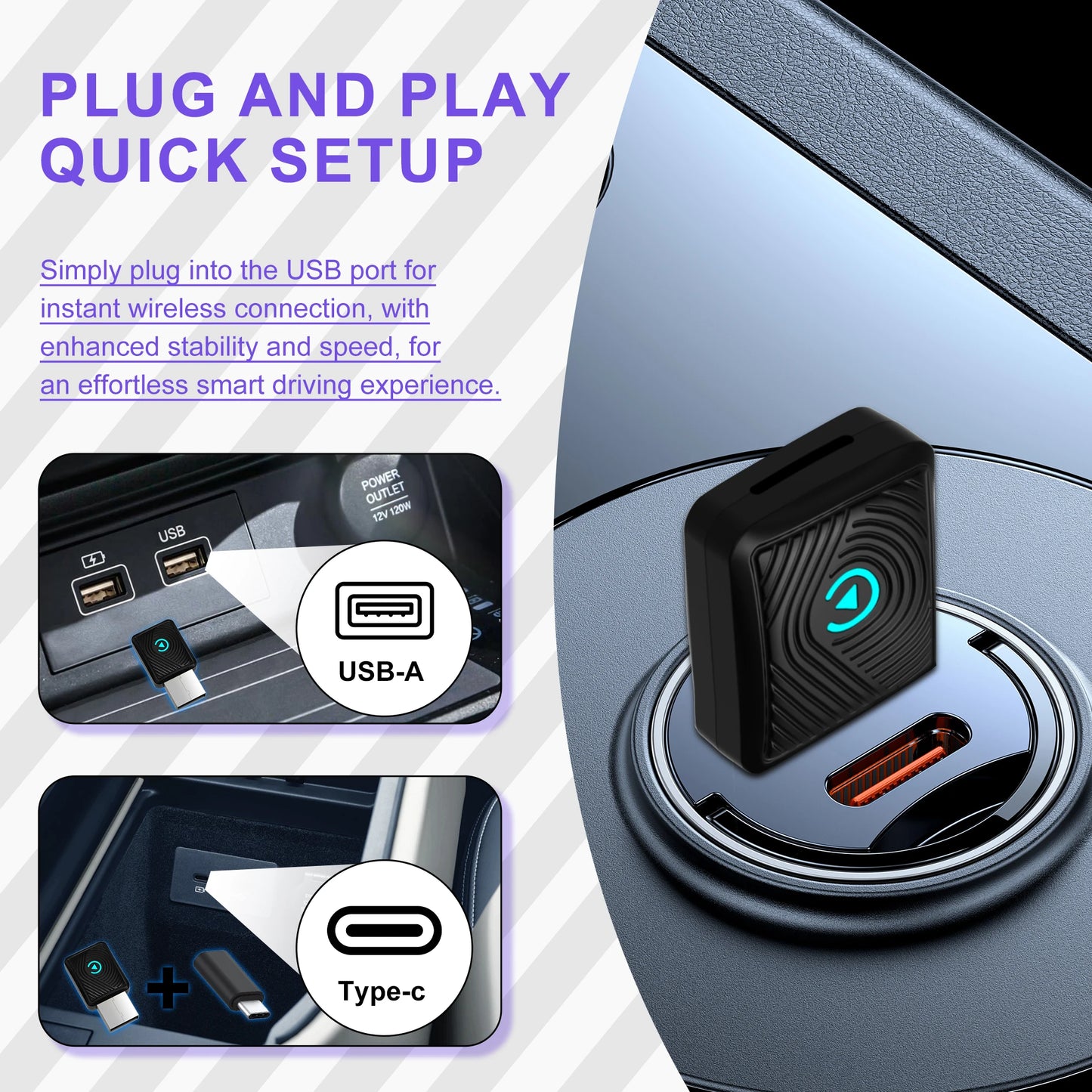 Wireless Carplay Adapter OEM Buttons Control Wired to Wireless