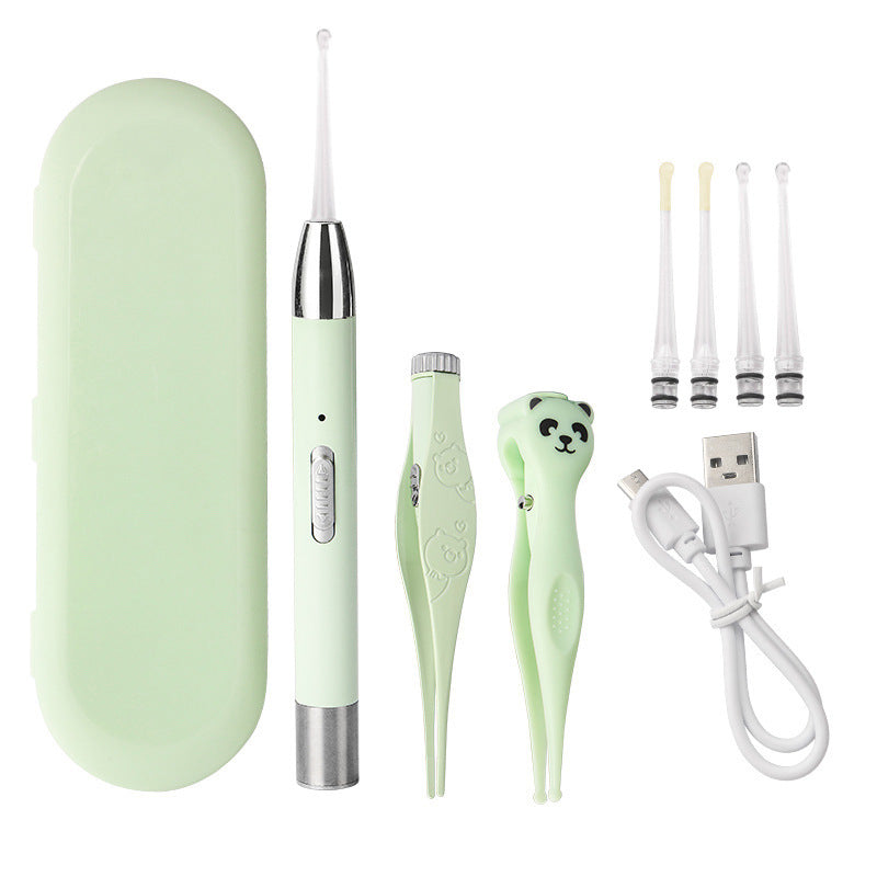 Children's ear scoop with lamp ear tweezers booger clip rechargeable battery soft head
