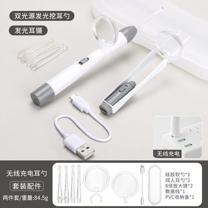 Children's ear scoop with lamp ear tweezers booger clip rechargeable battery soft head