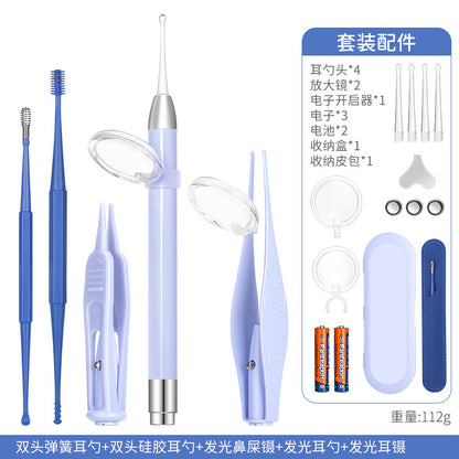 Children's ear scoop with lamp ear tweezers booger clip rechargeable battery soft head