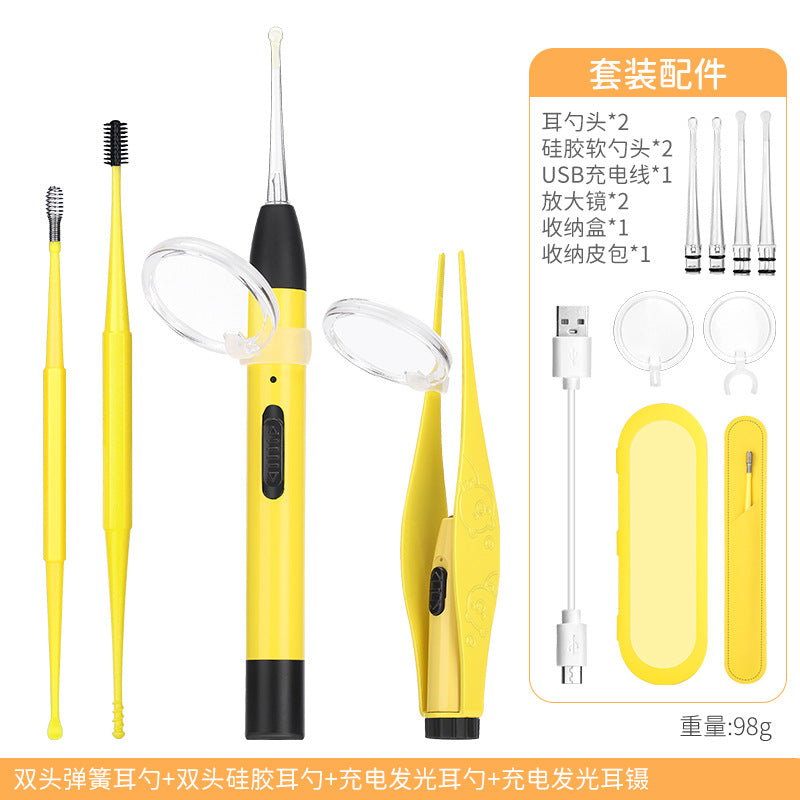 Children's ear scoop with lamp ear tweezers booger clip rechargeable battery soft head