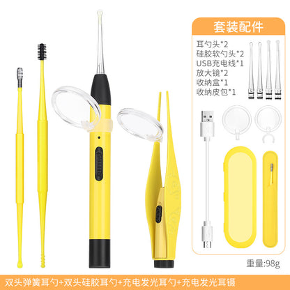 Children's ear scoop with lamp ear tweezers booger clip rechargeable battery soft head
