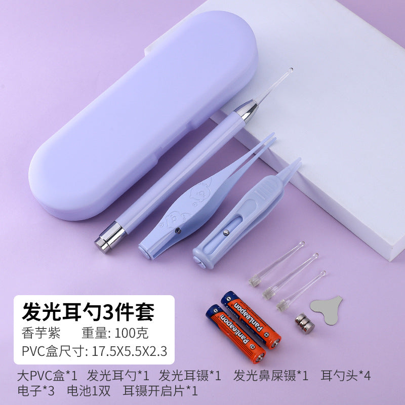 Children's ear scoop with lamp ear tweezers booger clip rechargeable battery soft head