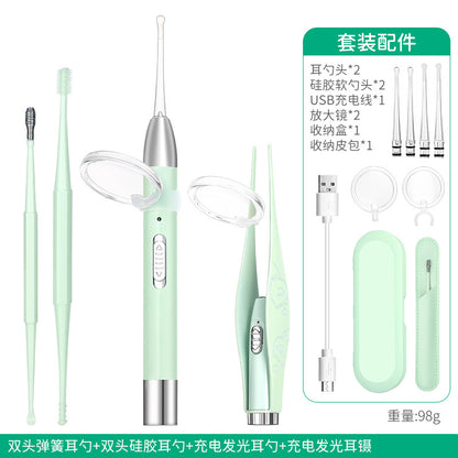 Children's ear scoop with lamp ear tweezers booger clip rechargeable battery soft head