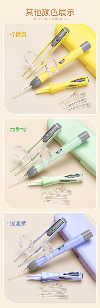 Children's ear scoop with lamp ear tweezers booger clip rechargeable battery soft head