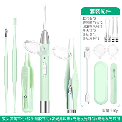 Children's ear scoop with lamp ear tweezers booger clip rechargeable battery soft head