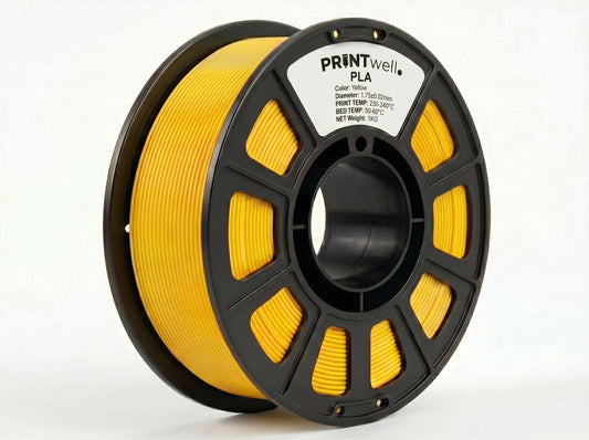 خيط طباعة ثلاثية الأبعاد Printwell PLA 1.75 ملم أصفر 1 كجم لمزارع الطباعة الاحترافية
