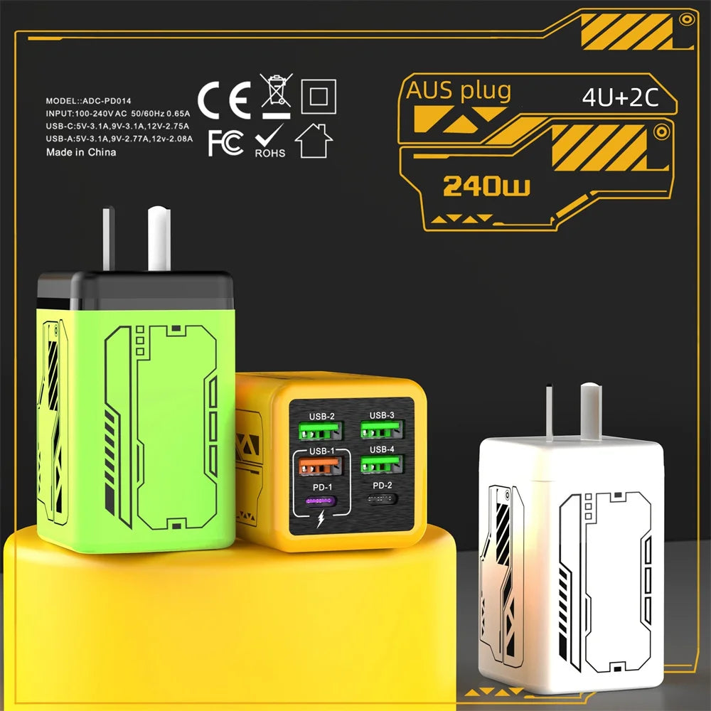 240W TypeC Charger PD Fast Charging Phone Power Adapter Quick Charge Wall Charger