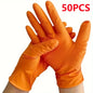 Heavy Duty Orange Nitrile Gloves Industrial Disposable Gloves with Textured Grip