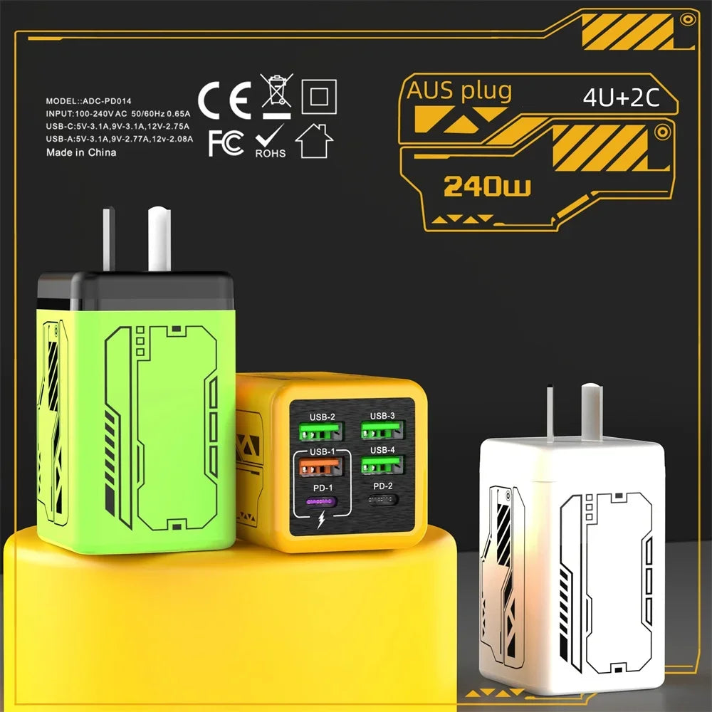 240W TypeC Charger PD Fast Charging Phone Power Adapter Quick Charge Wall Charger
