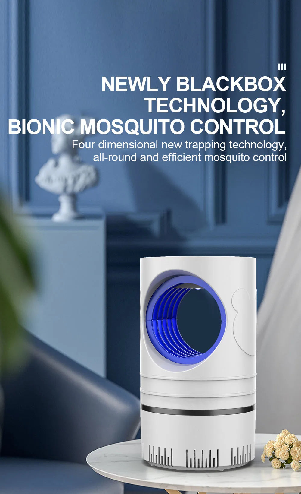 Electric Fly Bug Mosquito Insect Killer LED Light Trap Control Lamp with Power Supply Adapter