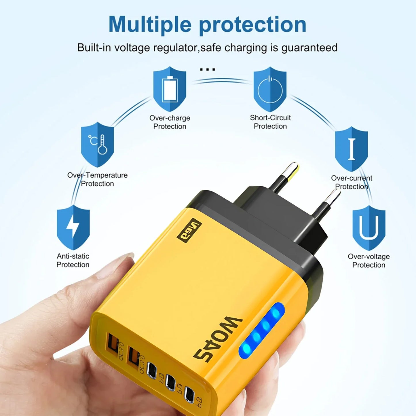 5 in 1 GaN Desktop Charger 240W Fast Charging Adapter Quick Charge Wall Charger