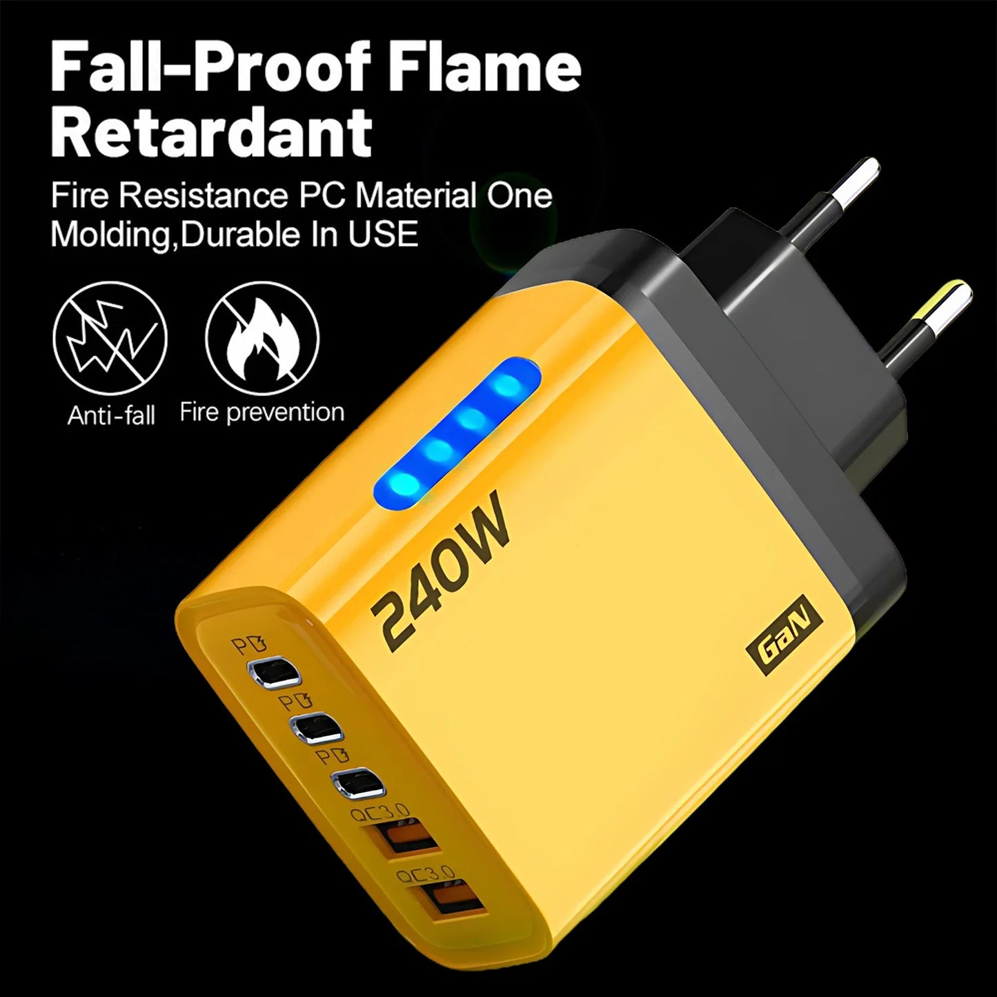 5 in 1 GaN Desktop Charger 240W Fast Charging Adapter Quick Charge Wall Charger