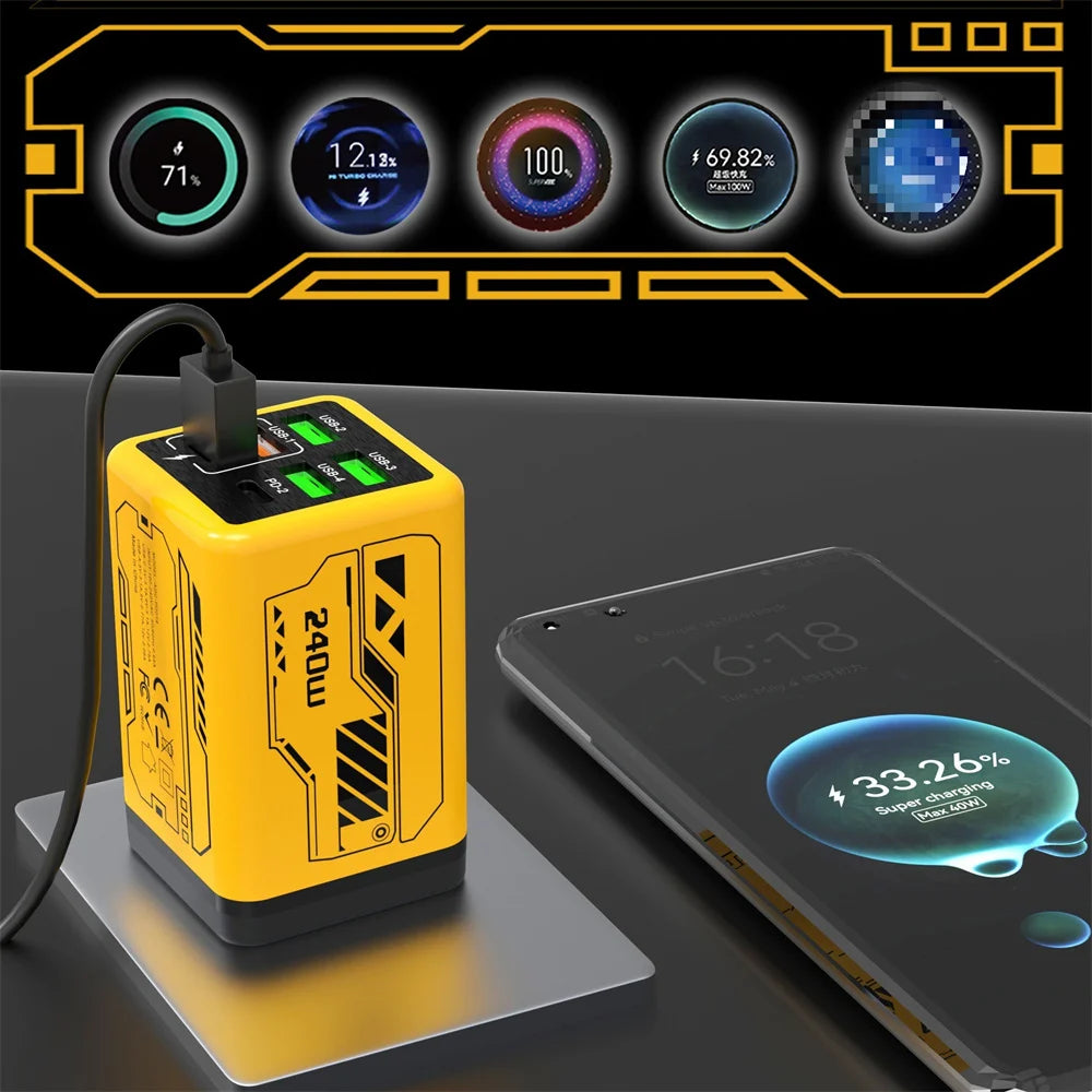 240W TypeC Charger PD Fast Charging Phone Power Adapter Quick Charge Wall Charger