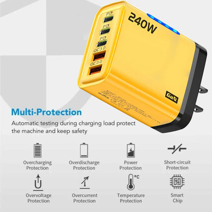 5 in 1 GaN Desktop Charger 240W Fast Charging Adapter Quick Charge Wall Charger