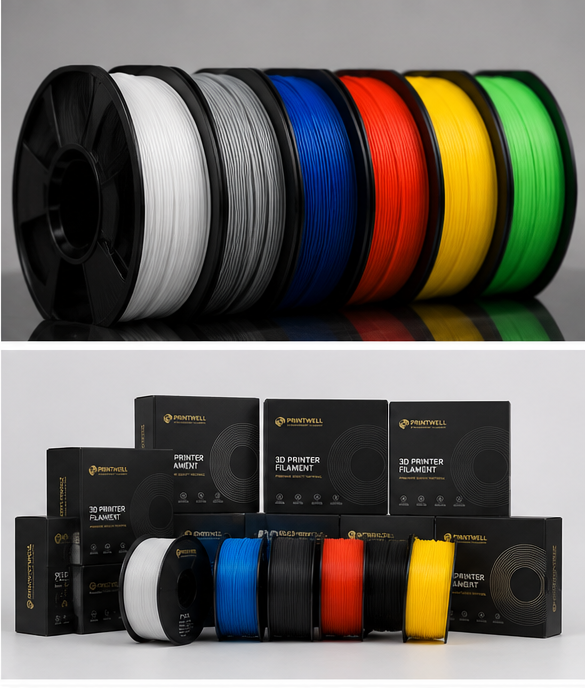 Printwell filament color range and boxed spools