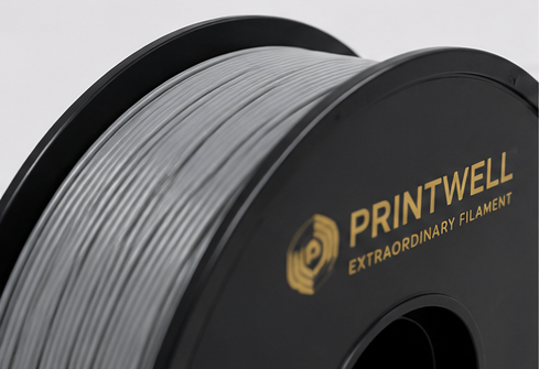 Close-up of Printwell filament spool